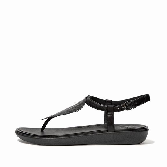 Sandales À Lanière Femme Fitflop Tia Cuir Noir (RBK089436)